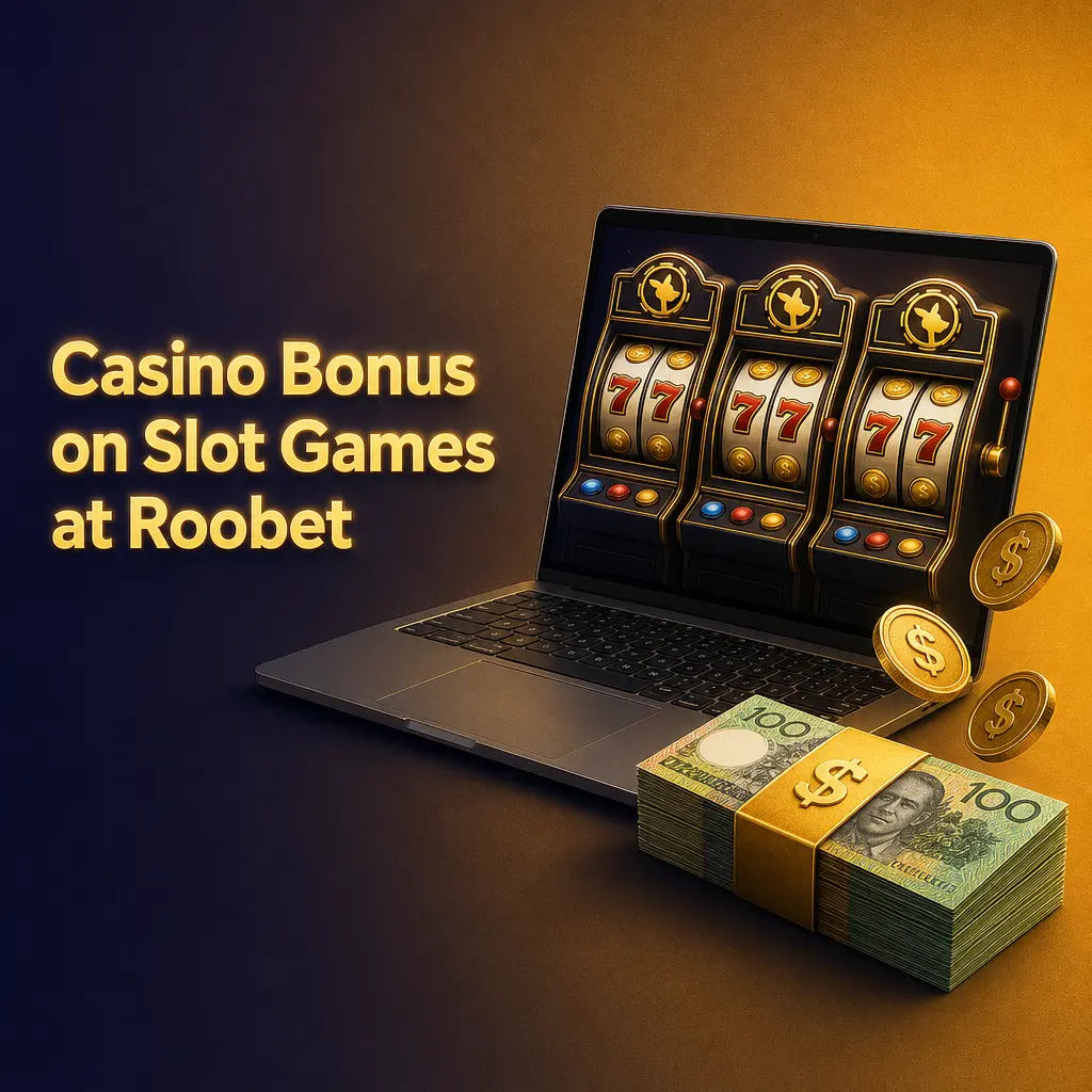 Roobet casino bonus screen showing slot games rakeback offer for new and returning players.